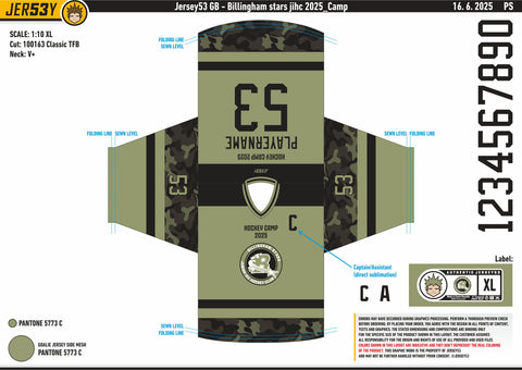 BILLINGHAM STARS HOCKEY CAMP 2025 JERSEY