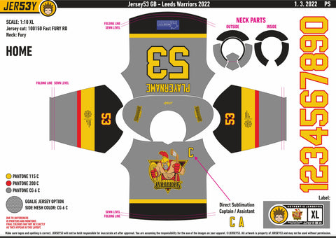 LEEDS WARRIORS GAME JERSEY