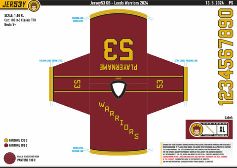 LEEDS WARRIORS TOURNAMENT JERSEY