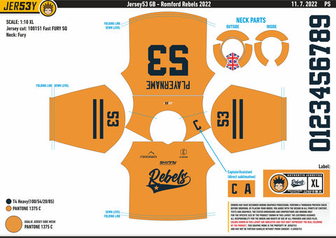 ROMFORD REBELS GAME JERSEY