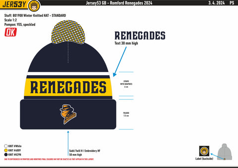 ROMFORD RENEGADES KNITTED SKI HAT ... COMING SOON