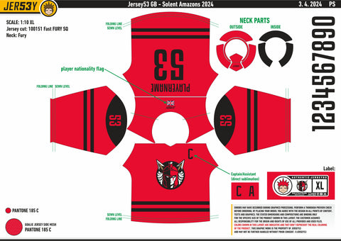 SOLENT AMAZONS RED GAME JERSEY