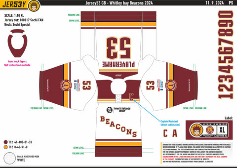 WHITLEY BAY BEACONS GAME JERSEY